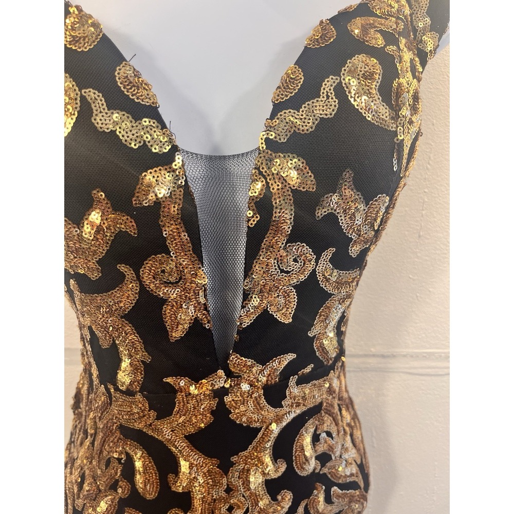 Ricarica‎ women's sequin party dress black and gold wedding guest party Size S